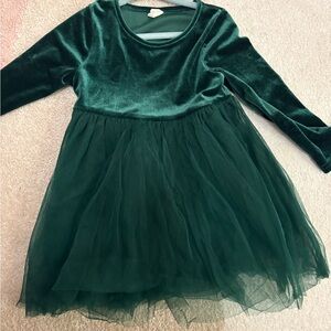 Green Velvet and Tulle Dress
